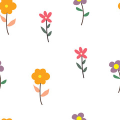 Seamless pattern flower vector in pastel background color. for fabric print, textile, gift wrapping paper.