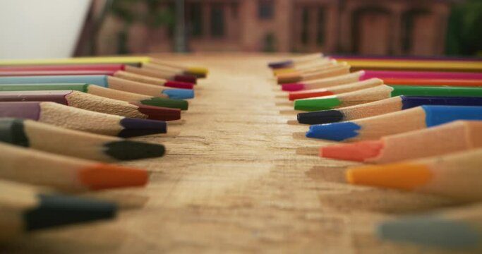 Color pencils arranged inline