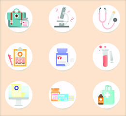 Vector web site onboarding screens template. Set of medicine icons. Menu banners for website and mobile app development.