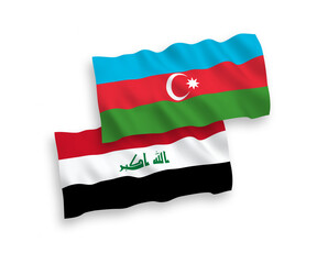Flags of Azerbaijan and Iraq on a white background