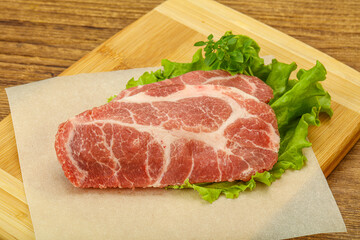 Raw pork meat neck steack