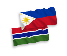 Flags of Republic of Gambia and Philippines on a white background