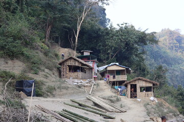 Fototapeta premium hut in the bang of sangu river