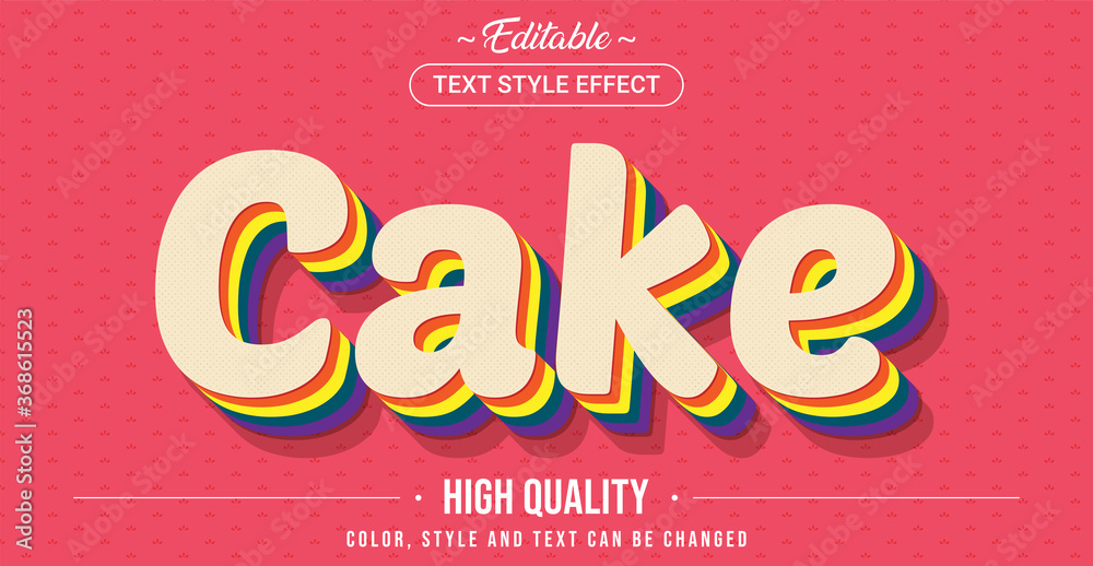 Poster editable text style effect - rainbow cake theme style.