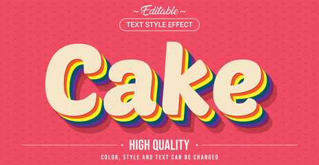Editable text style effect - Rainbow cake theme style.