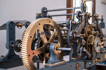 gears mechanical watch Clock Wheel machinery, engineering and industry, teamwork and engine concepts