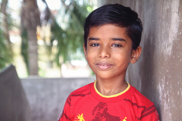 Portrait Indian little boy posing to camera	
