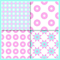 Set of 4 decorative seamless pattern for home textile. Abstract texture designs can be used for backgrounds, motifs, textile, wallpapers, fabrics, gift wrapping, templates. Design Paper For Scrapbook.