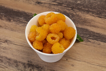 Sweet ripe tasty yellow raspberry