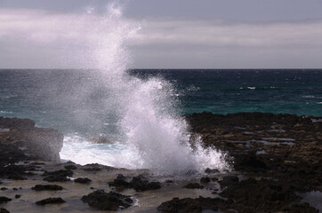 North west coast of Gran Canaria, Canary Islands, Puerto de las Nieves area, flying sea foam
