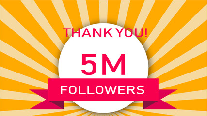 Social media banner with thank you for 5M followers