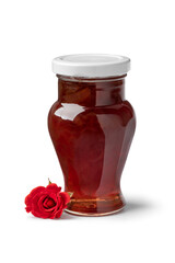 Glass jar with rose petal jam