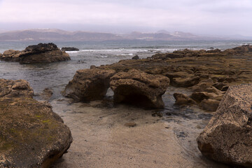 Gran Canaria, Textures of rocks at El Confital beach on the edge of Las Palmas