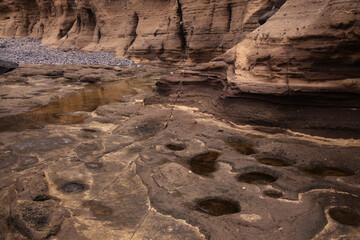 Gran Canaria, Textures of rocks at El Confital beach on the edge of Las Palmas