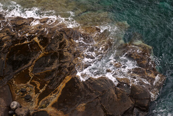Gran Canaria, Textures of rocks at El Confital beach on the edge of Las Palmas