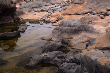 Gran Canaria, Textures of rocks at El Confital beach on the edge of Las Palmas