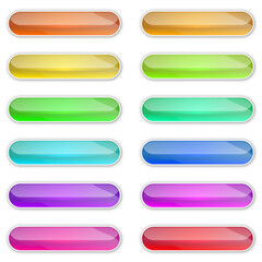 Web glossy buttons with shadow. Bright buttons isolated