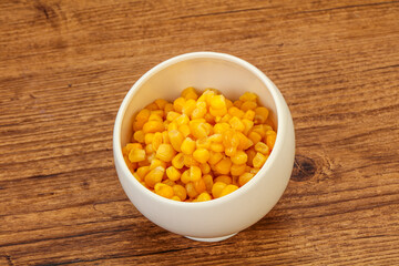 Sweet corn seeds in the bowl
