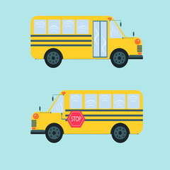 traditional american yellow school bus vector illustration