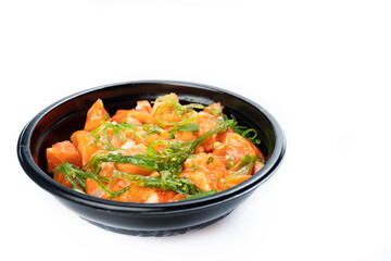 Salmon rice box convenience delivery.