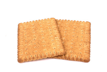 Tasty biscuits with bran on a white background