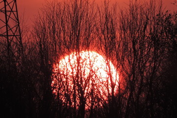 Zachód czerwonego słońca,Zmierzch,sundown © Iwona