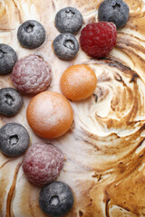 Cream cake with fresh berries, for backgrounds or textures