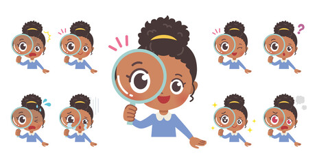 cute type african girl_magnifying glass