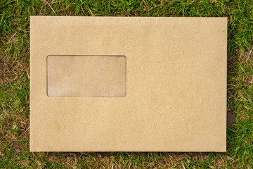 An envelope on the grass