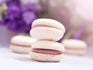 White macaroons with pink filling so cloe