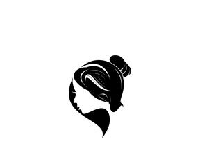 Beauty girl logo design silhouette