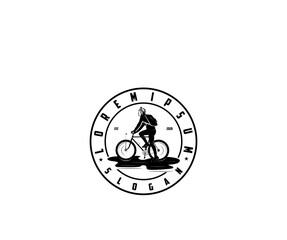 Bicycle traveler icon logo design silhouette