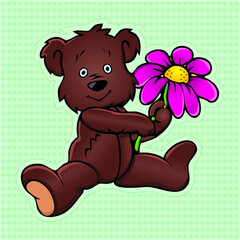 teddy bear with flowers