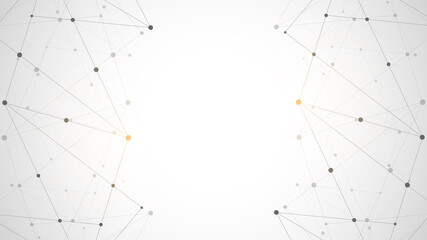 Abstract polygonal background with connecting dots and lines. Global network connection, digital technology and communication concept.