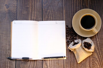 cup of coffee on a wooden table