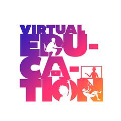 Virtual education concept typographic design