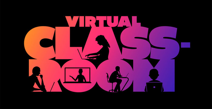 Virtual classroom concept typographic design