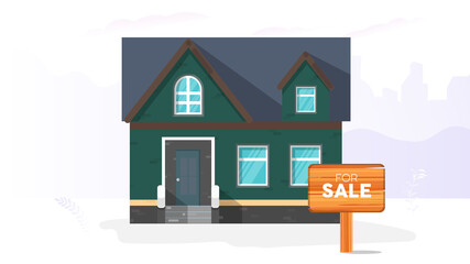 House for sale. For Sale sign. Home and real estate sale concept.