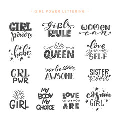 Feminism quotes and woman motivational slogans, girl power