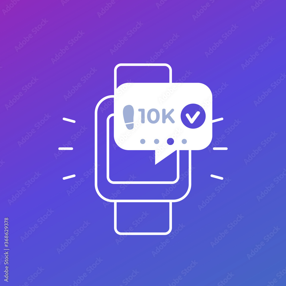 Sticker Fitness app, track the steps in smart watch icon