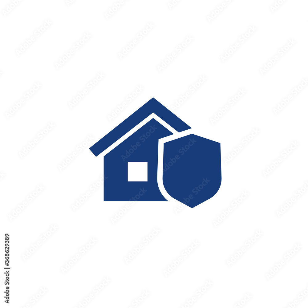 Poster House and shield icon on white