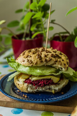 Homemade vegetarian beetroot burger