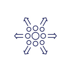 distribution process icon, line vector