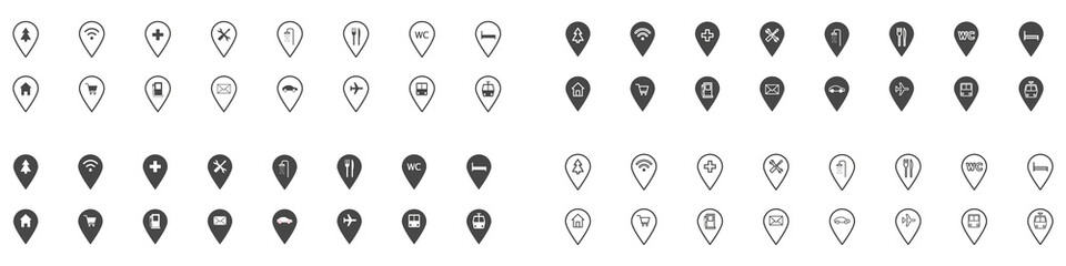 Geolocation icons set. Location concept. Vector illustration
