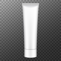 Tube of cream, packaging. Plastic cosmetic tube for cream, gel or toothpaste mockup. Vector illustration.