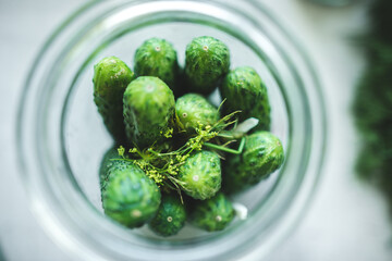 jar with pickled cucumbers