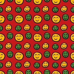 seamless pattern background of smile circle on red color