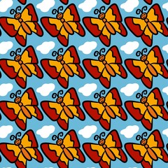 seamless pattern background of cartoon butterfly