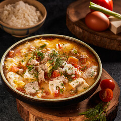 Egg and tofu soup Vietnamese style