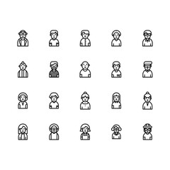 Avatar icon set. Avatar outline icon set. Icon for website, application, print, poster design, etc.